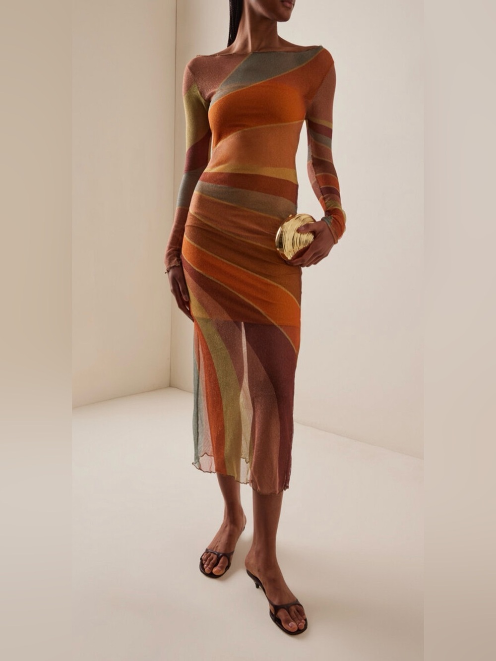 Cala De La Cruz Exclusive La Isla Ursa Sparkling Mesh Midi Dress